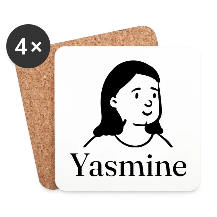 Lot de dessous de verre personnalisés au prénom Yasmine