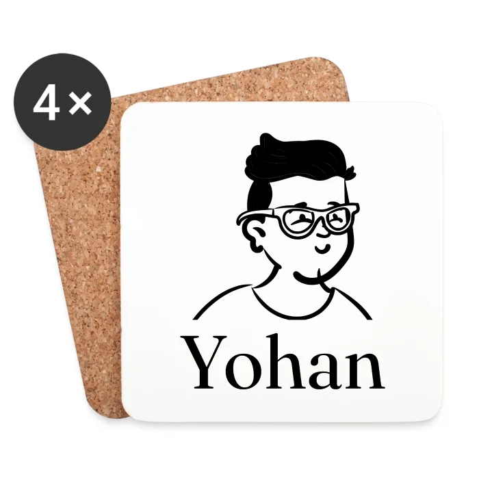 Lot de dessous de verre personnalisés au prénom Yohan