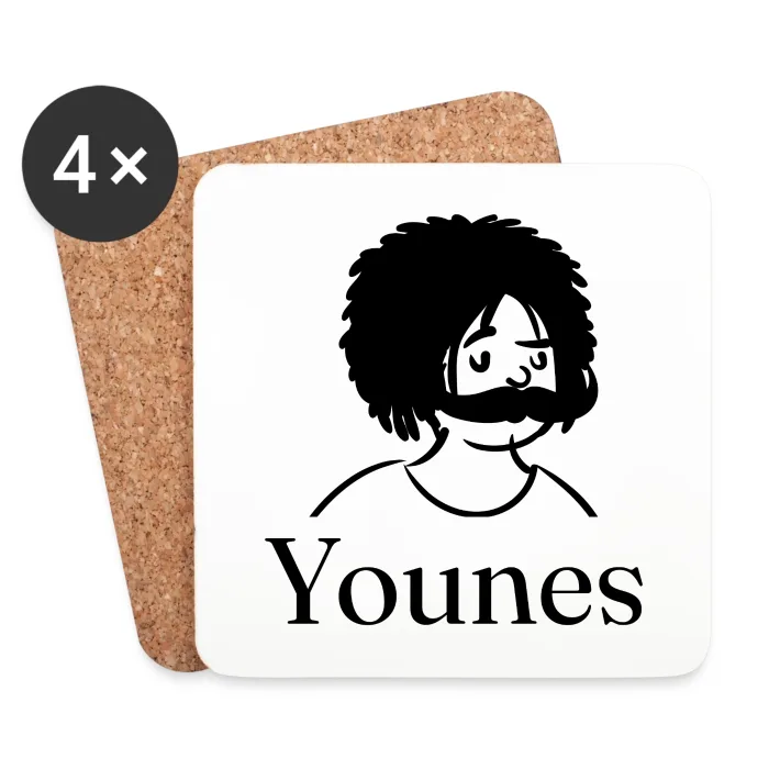 Lot de dessous de verre personnalisés au prénom Younes
