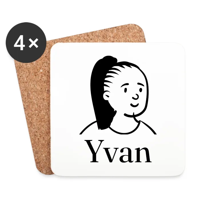 Lot de dessous de verre personnalisés au prénom Yvan