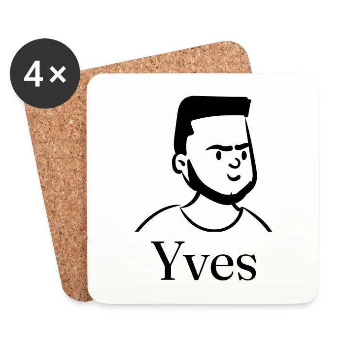 Lot de dessous de verre personnalisés au prénom Yves