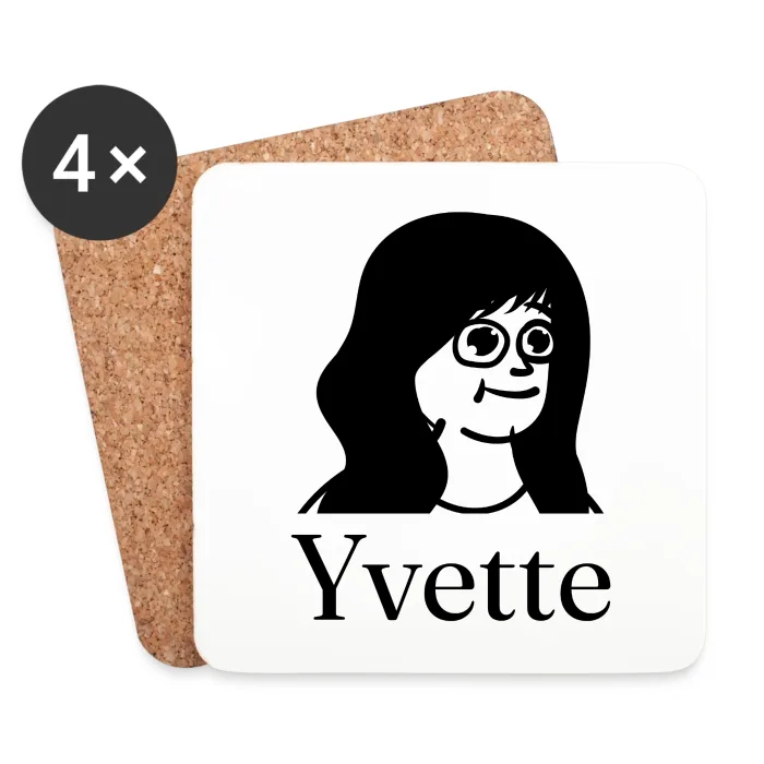 Lot de dessous de verre personnalisés au prénom Yvette