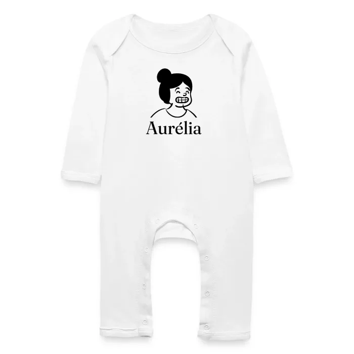 Grenouillère bébé personnalisée au prénom Aurélia