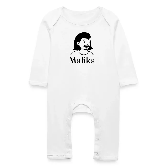 Grenouillère bébé personnalisée au prénom Malika