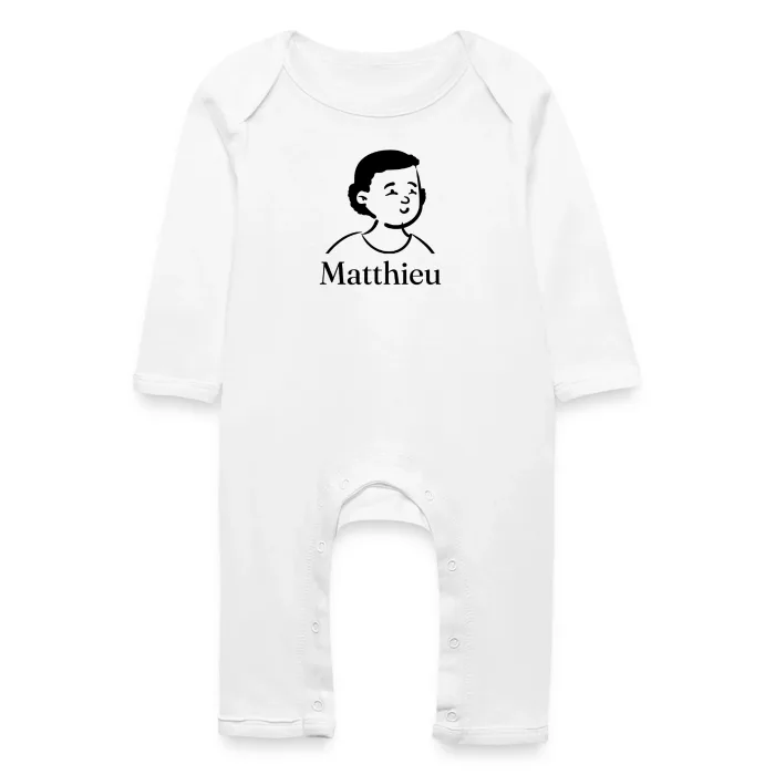 Grenouillère bébé personnalisée au prénom Matthieu
