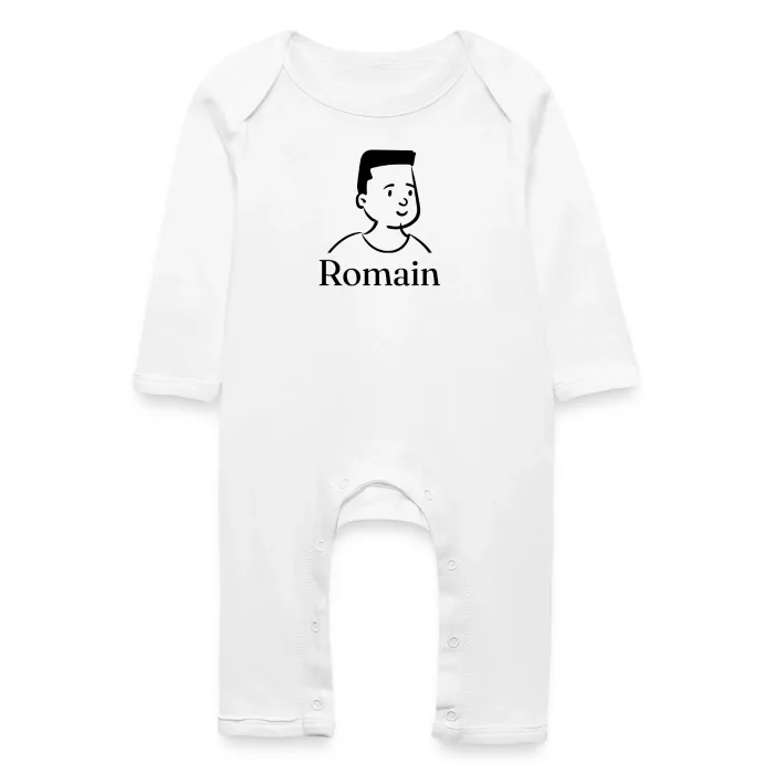 Grenouillère bébé personnalisée au prénom Romain