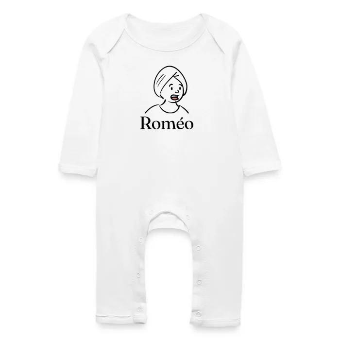 Grenouillère bébé personnalisée au prénom Roméo