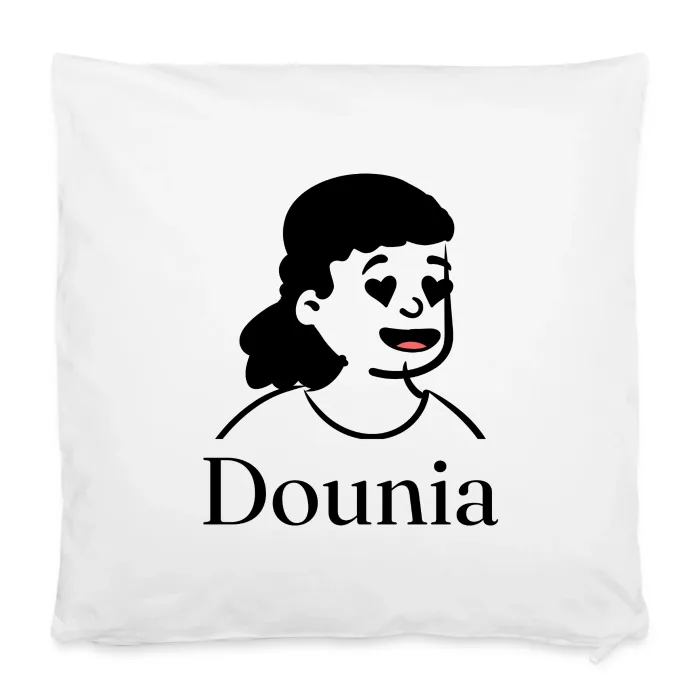 Housse de coussin personnalisée au prénom Dounia