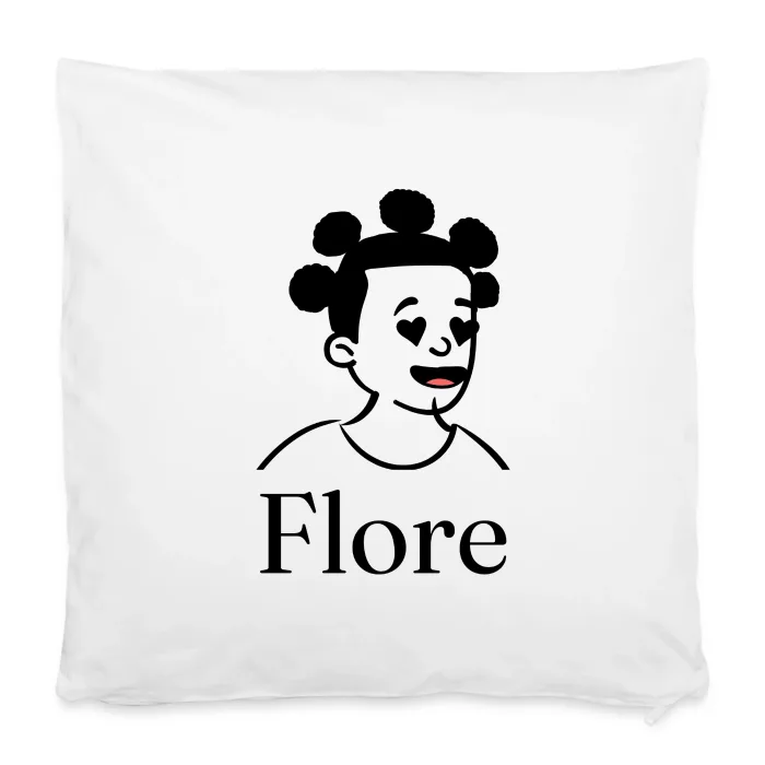 Housse de coussin personnalisée au prénom Flore
