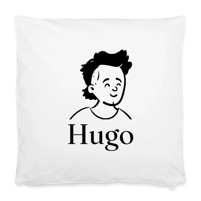 Housse de coussin personnalisée au prénom Hugo