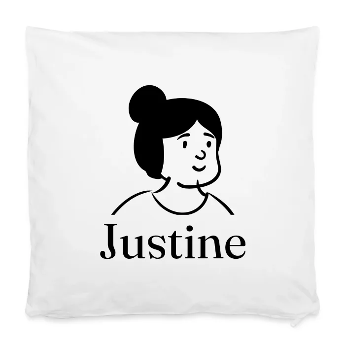 Housse de coussin personnalisée au prénom Justine
