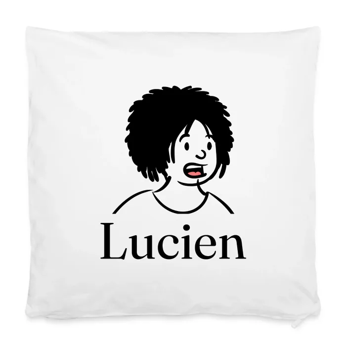 Housse de coussin personnalisée au prénom Lucien