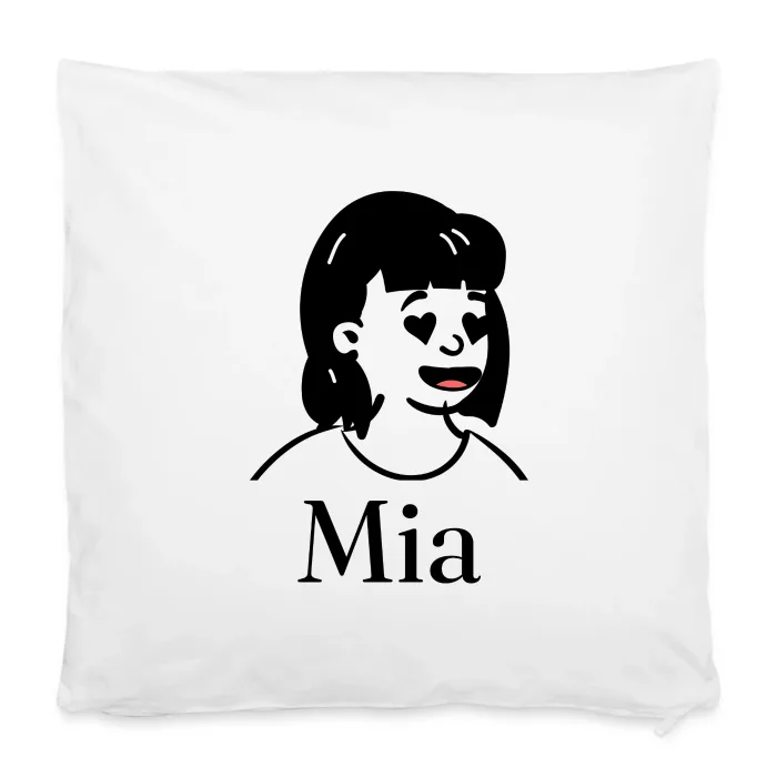 Housse de coussin personnalisée au prénom Mia
