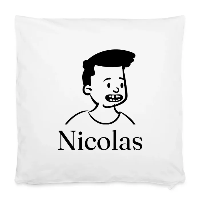 Housse de coussin personnalisée au prénom Nicolas