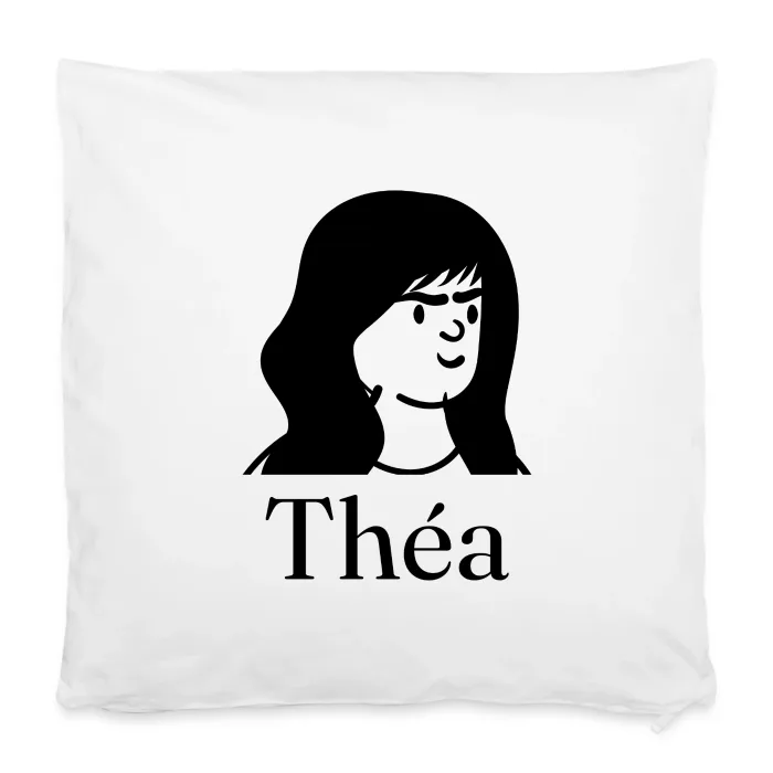 Housse de coussin personnalisée au prénom Théa