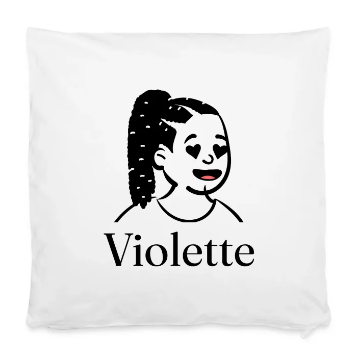 Housse de coussin personnalisée au prénom Violette
