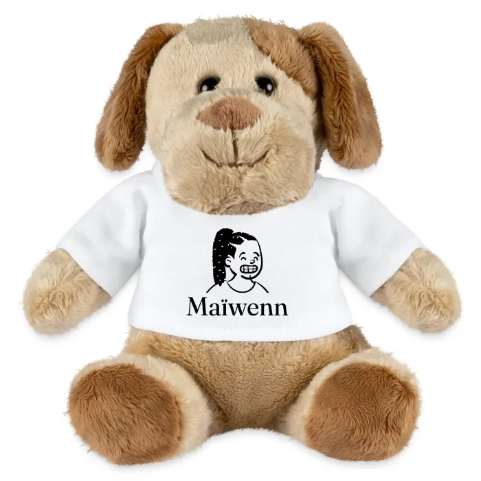 Peluche chien personnalisée au prénom Maïwenn