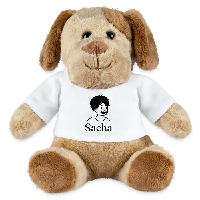 Peluche chien personnalisée au prénom Sacha