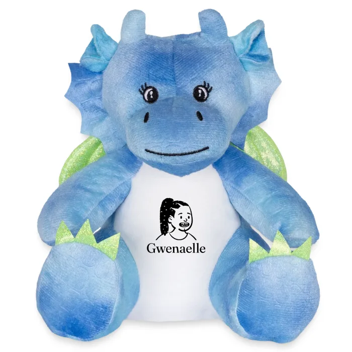 Peluche dragon personnalisée au prénom Gwenaelle