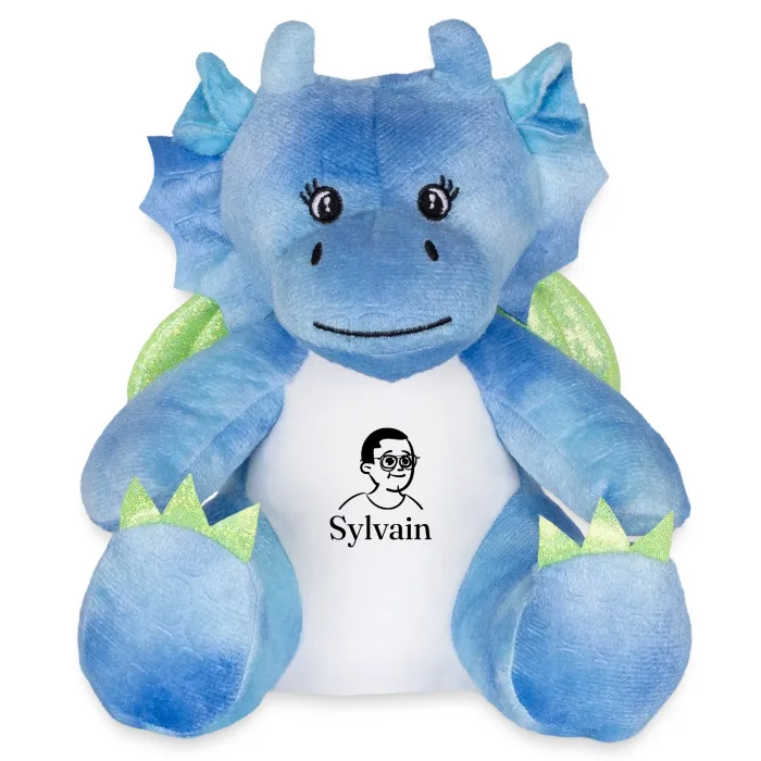 Peluche dragon personnalisée au prénom Sylvain