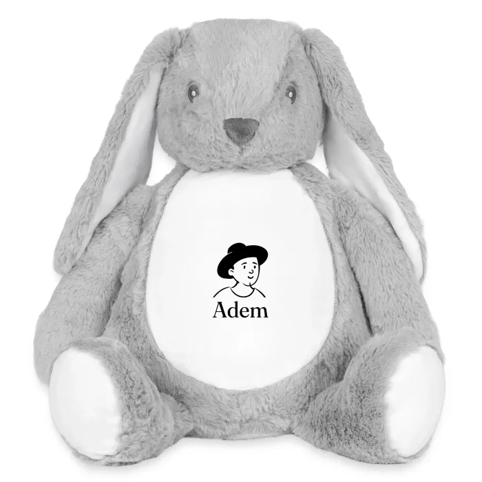 Grande peluche lapin personnalisée au prénom Adem