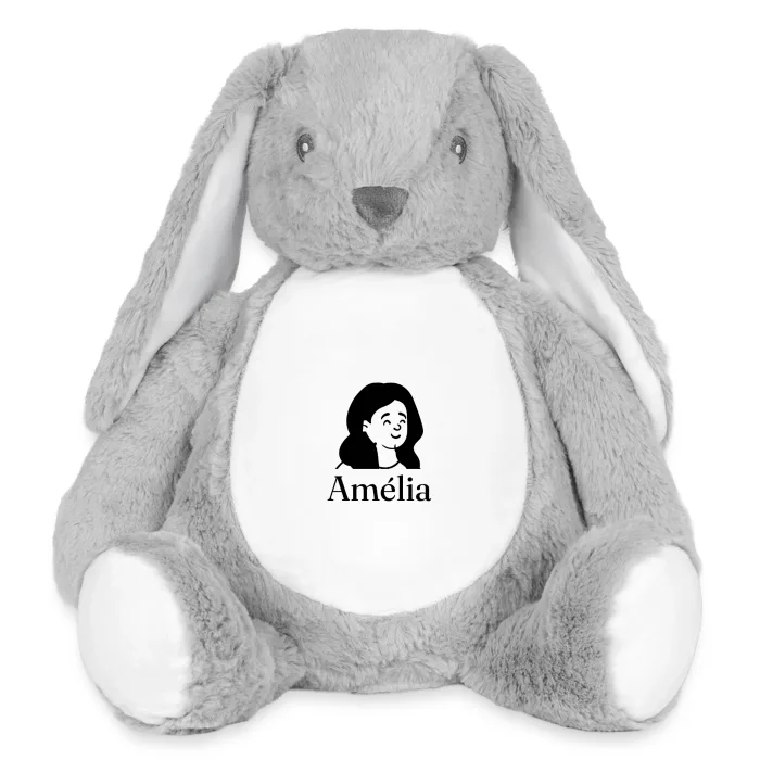 Grande peluche lapin personnalisée au prénom Amélia