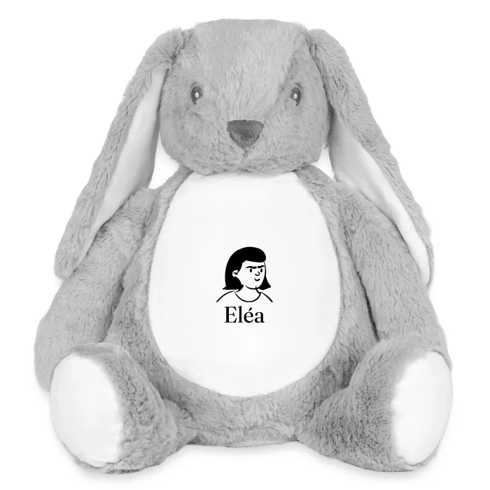 Grande peluche lapin personnalisée au prénom Eléa
