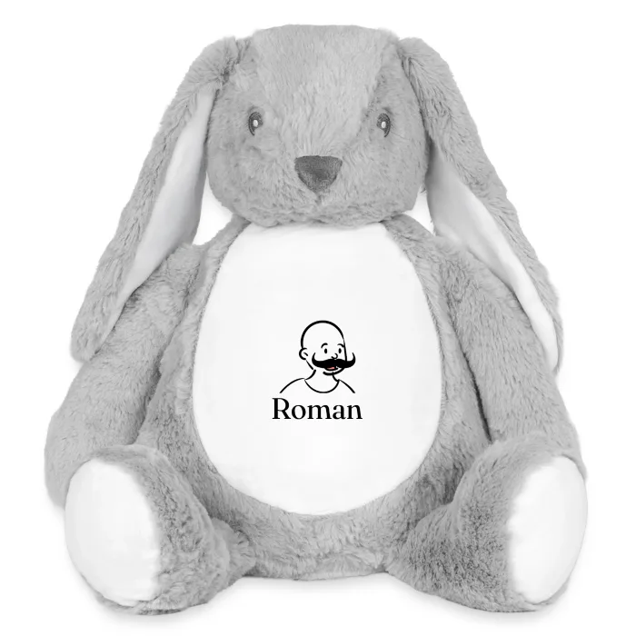 Grande peluche lapin personnalisée au prénom Roman