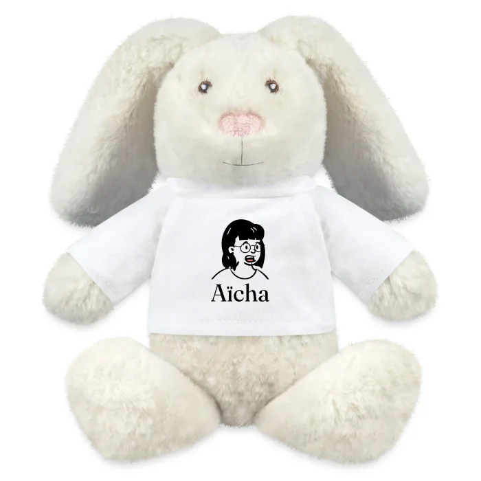 Peluche lapin personnalisée au prénom Aïcha