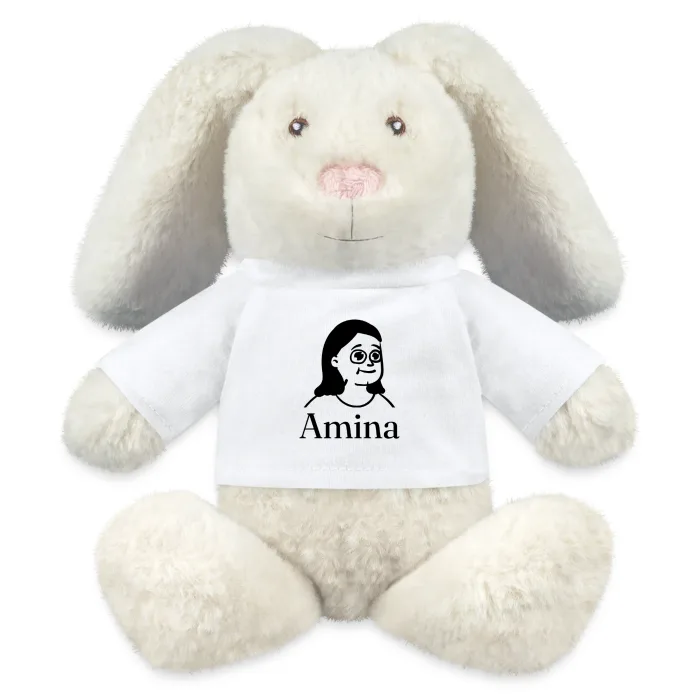 Peluche lapin personnalisée au prénom Amina