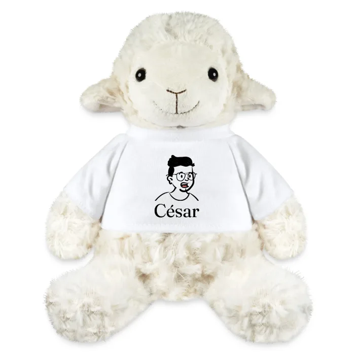 Peluche mouton personnalisée au prénom César