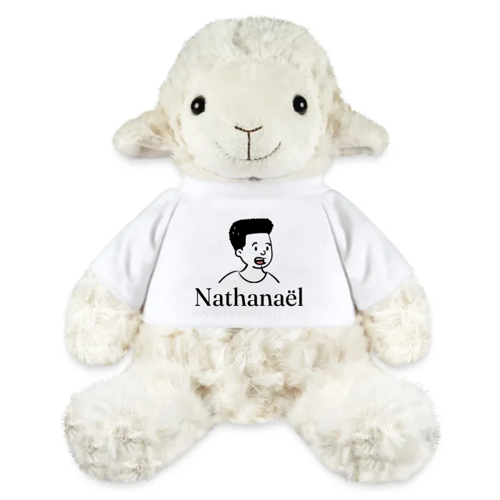Peluche mouton personnalisée au prénom Nathanaël