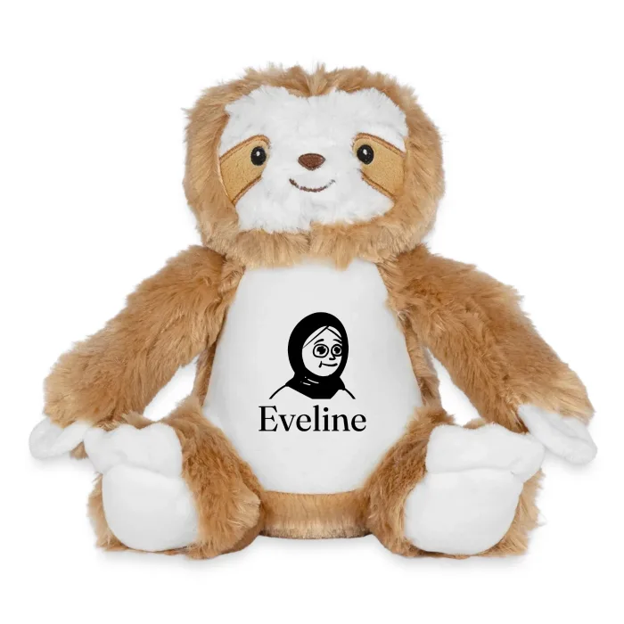 Peluche paresseux personnalisée au prénom Eveline