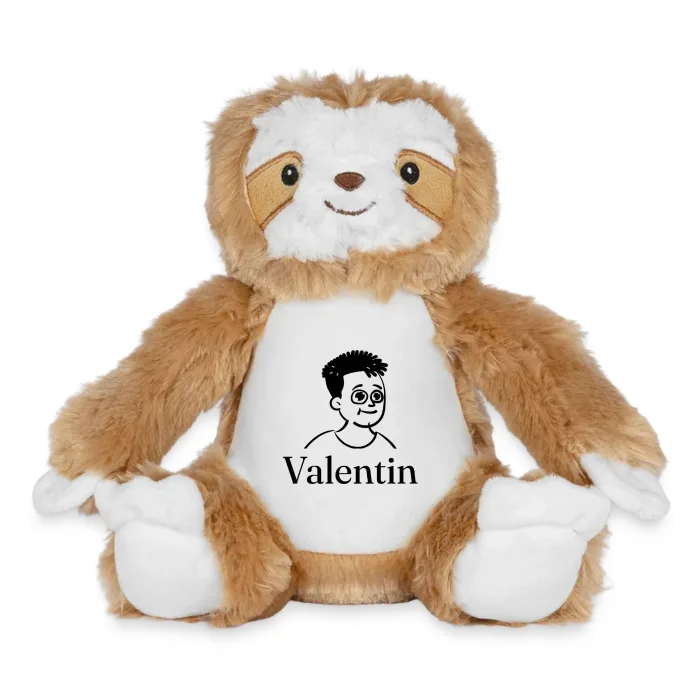 Peluche paresseux personnalisée au prénom Valentin