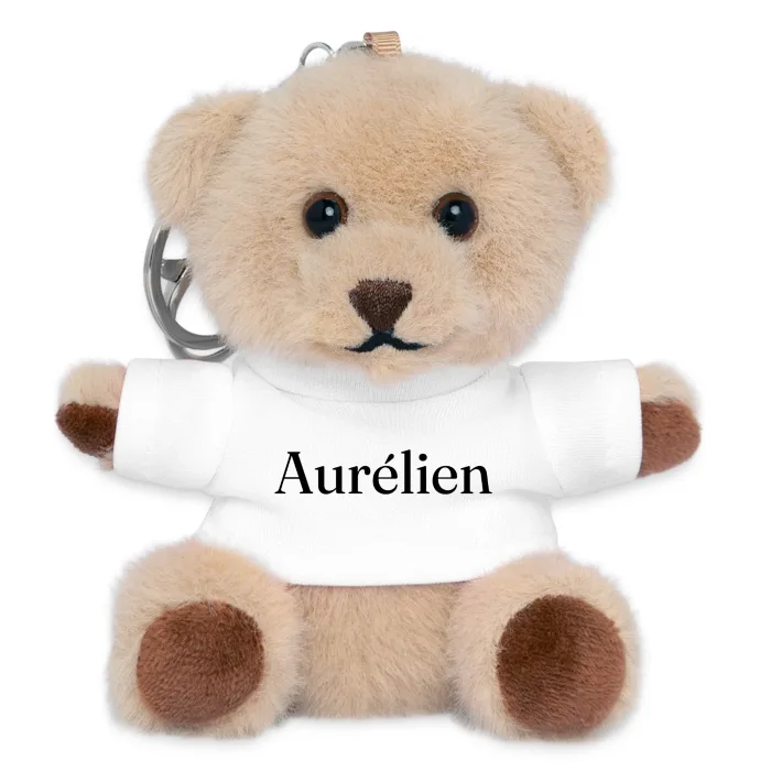 Porte-clés ourson personnalisé au prénom Aurélien