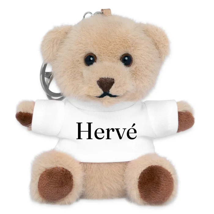 Porte-clés ourson personnalisé au prénom Hervé