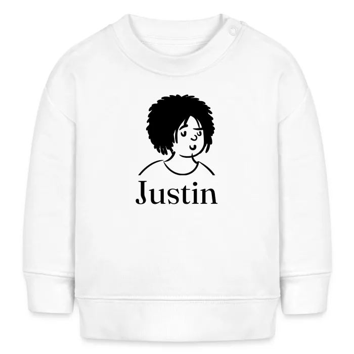 Sweat bébé personnalisé au prénom Justin