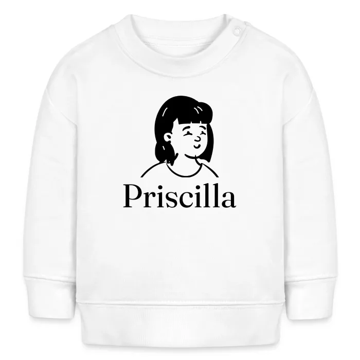 Sweat bébé personnalisé au prénom Priscilla