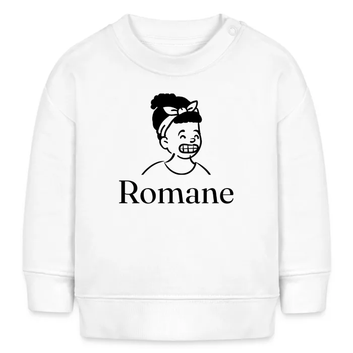 Sweat bébé personnalisé au prénom Romane