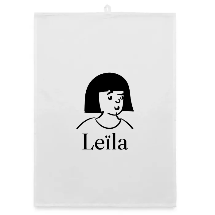 Torchon personnalisé au prénom Leïla